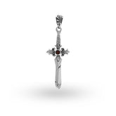 AP-9015-GA Sterling Silver Beautiful Sword Shape Pendant With Garnet Jewelry Bali Designs Inc